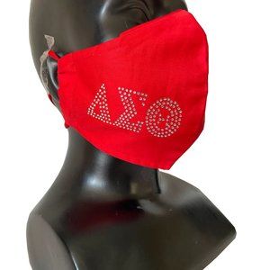 Delta Sigma Theta Cotton Face Mask with Rhinestone